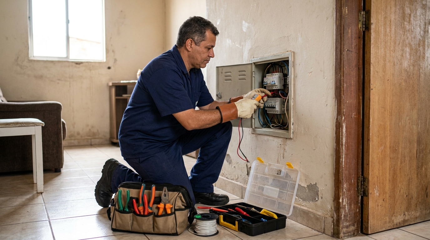 Eletricista com ferramentas em Jundiaí‑SP