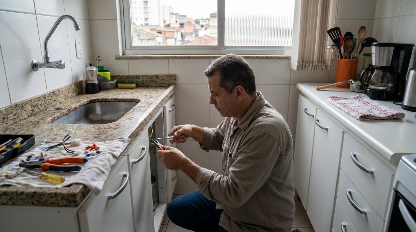 Eletricista instalando torneira eletrica em Jundiaí‑SP