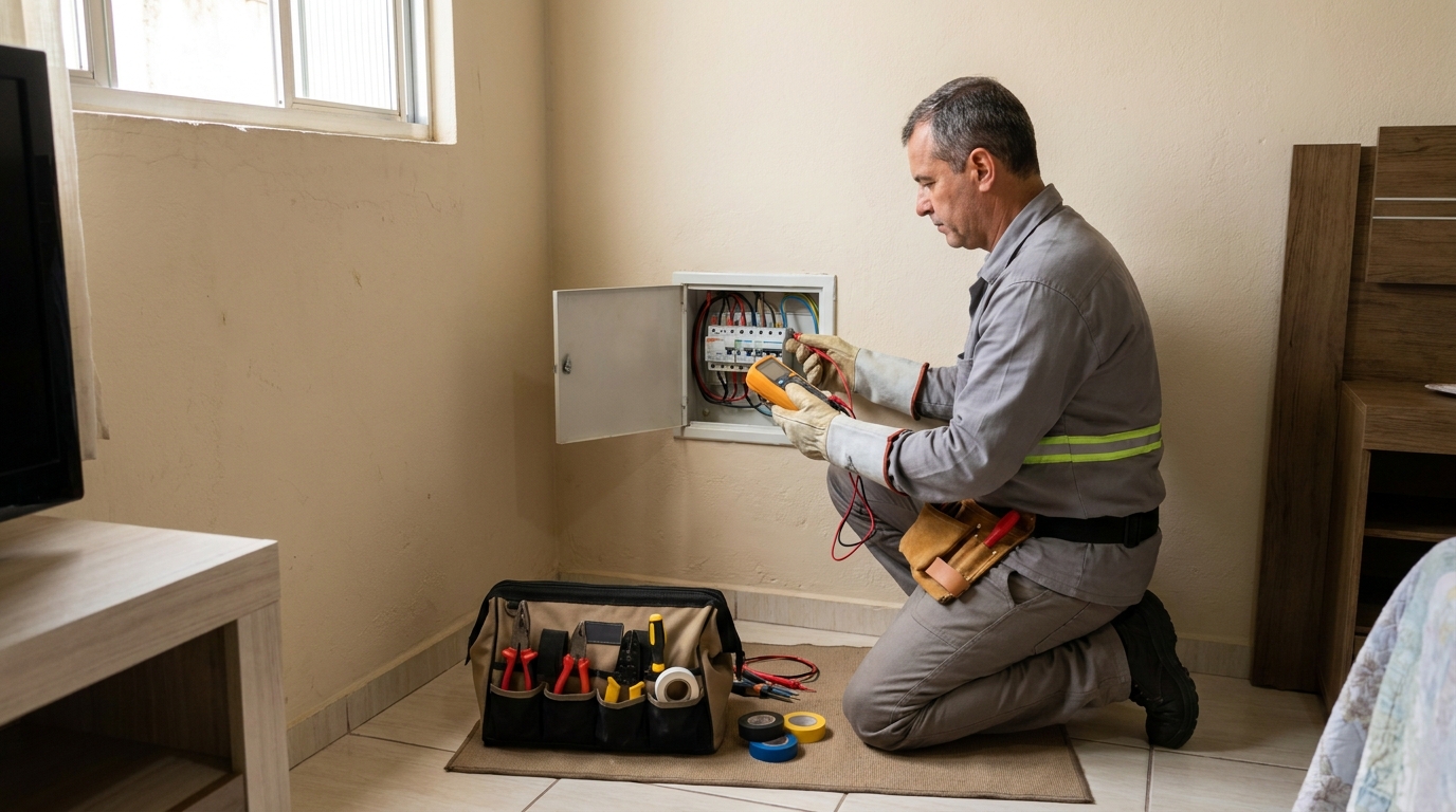 Eletricista trabalhando em Jundiaí‑SP