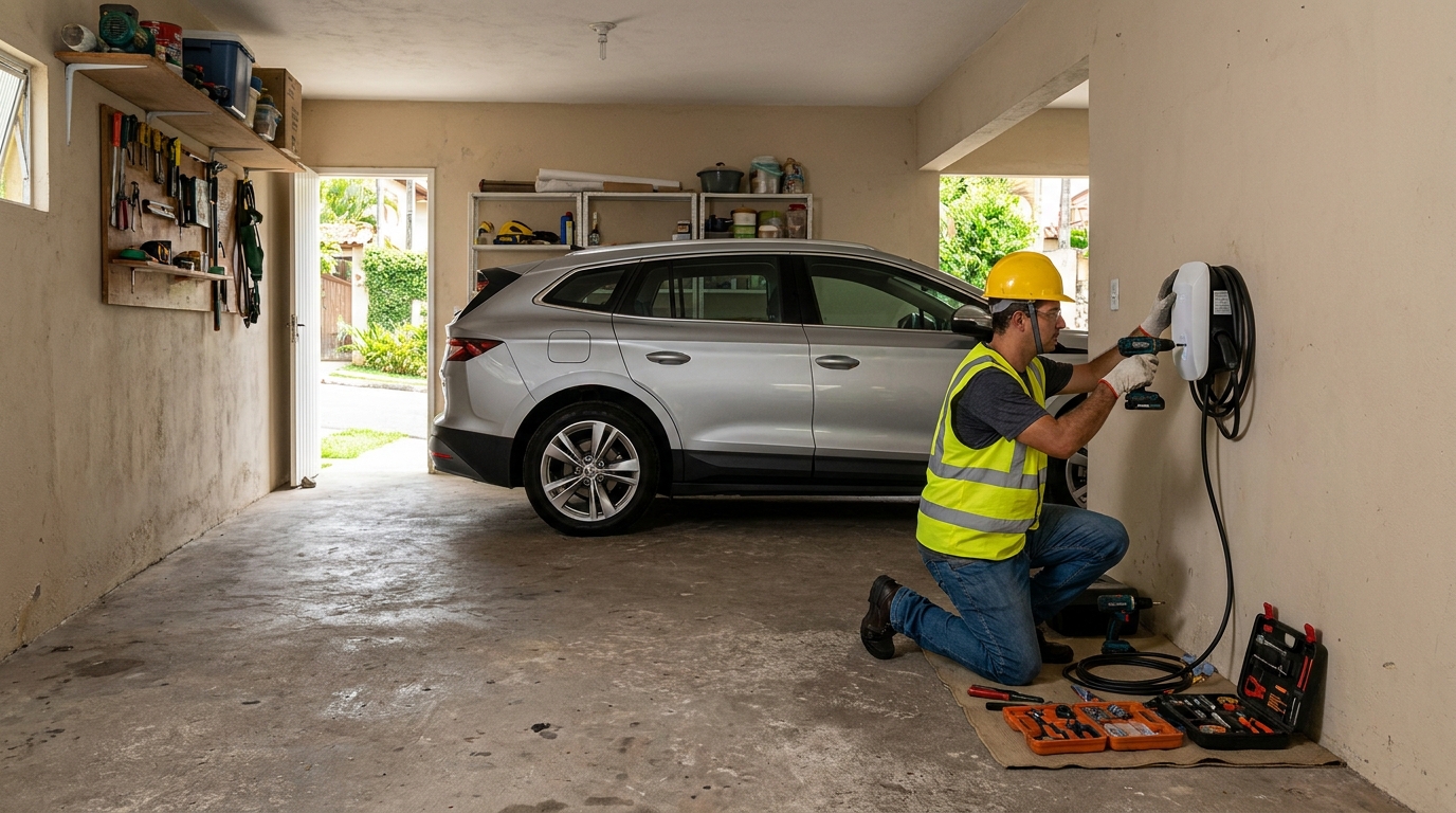 Instalacao de carregador de carro eletrico residencial em Jundiaí‑SP