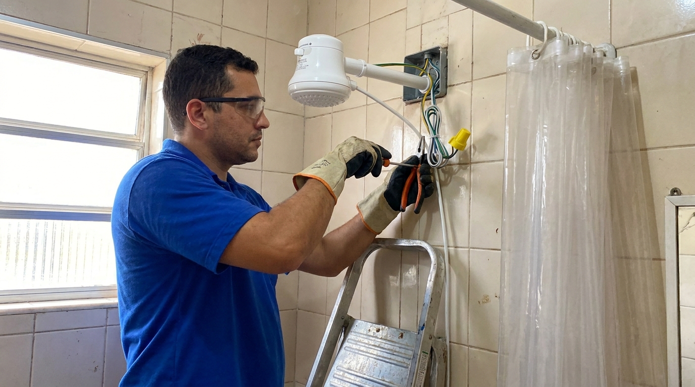 Instalacao de chuveiro eletrico residencial em Jundiaí‑SP